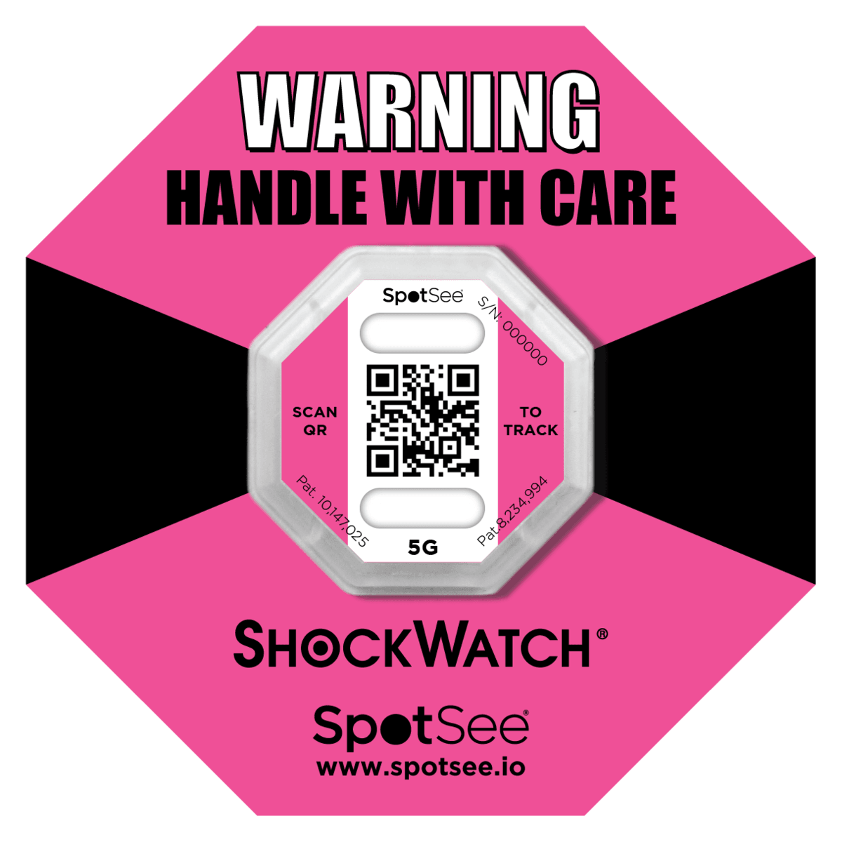 ShockWatch 2 QR - 5G (Rosa) — indicador de choque com código QR