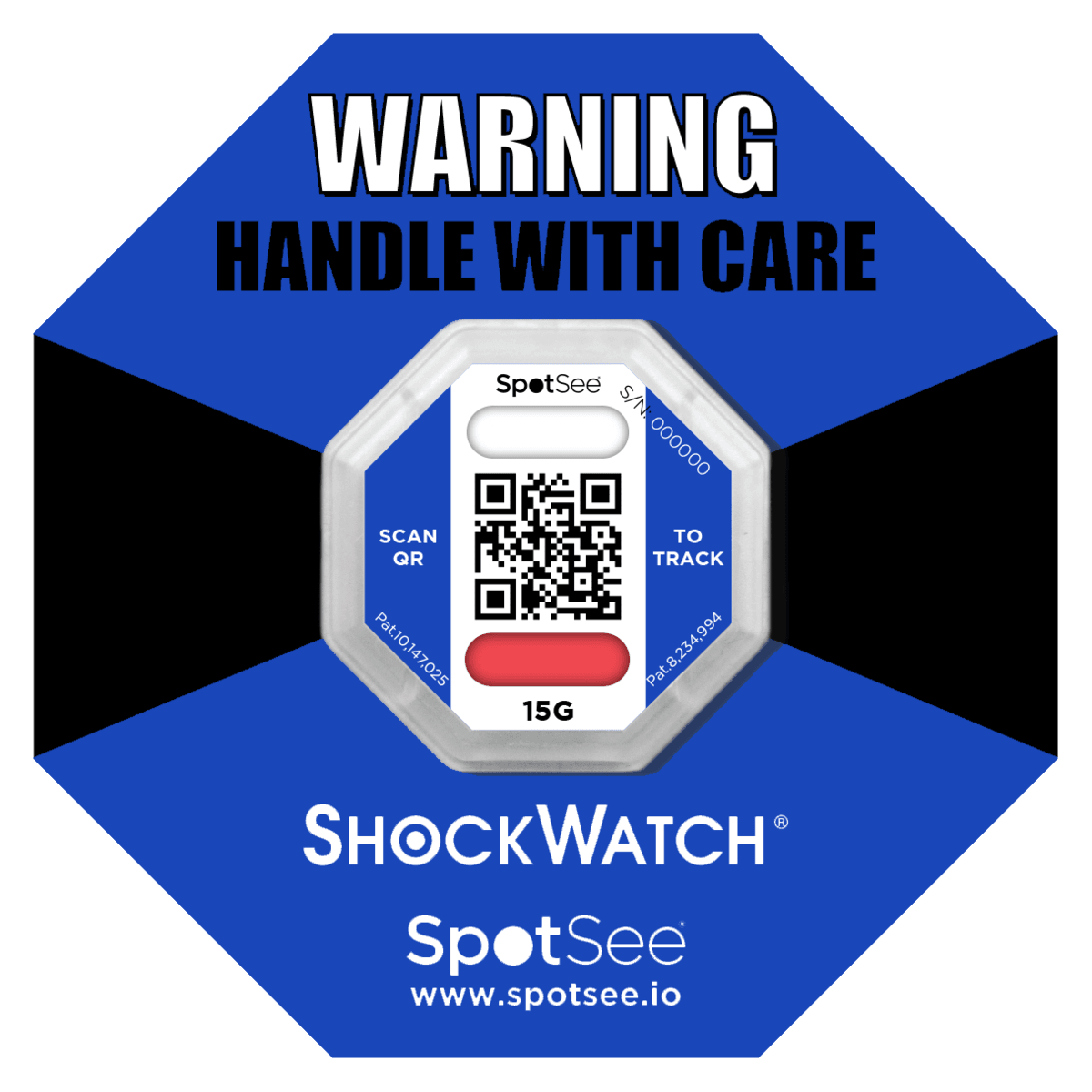 ShockWatch 2 QR - 15G (Azul) — indicador de choque com código QR
