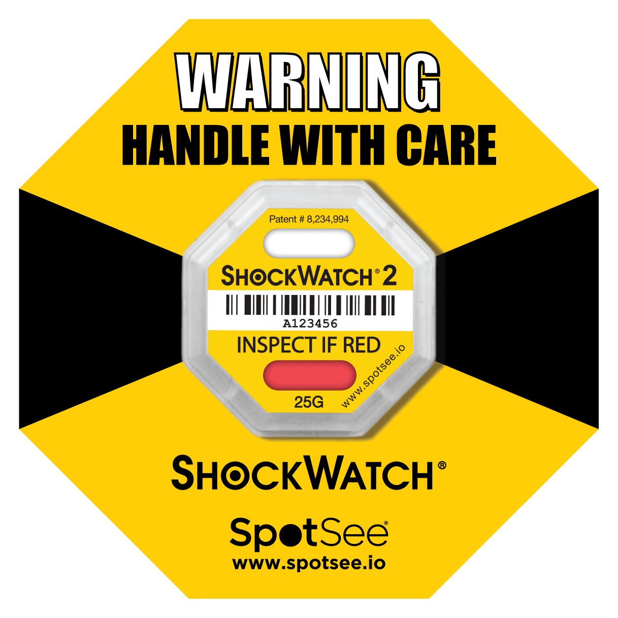 ShockWatch 2 - 25G - Serialized, includes framing label