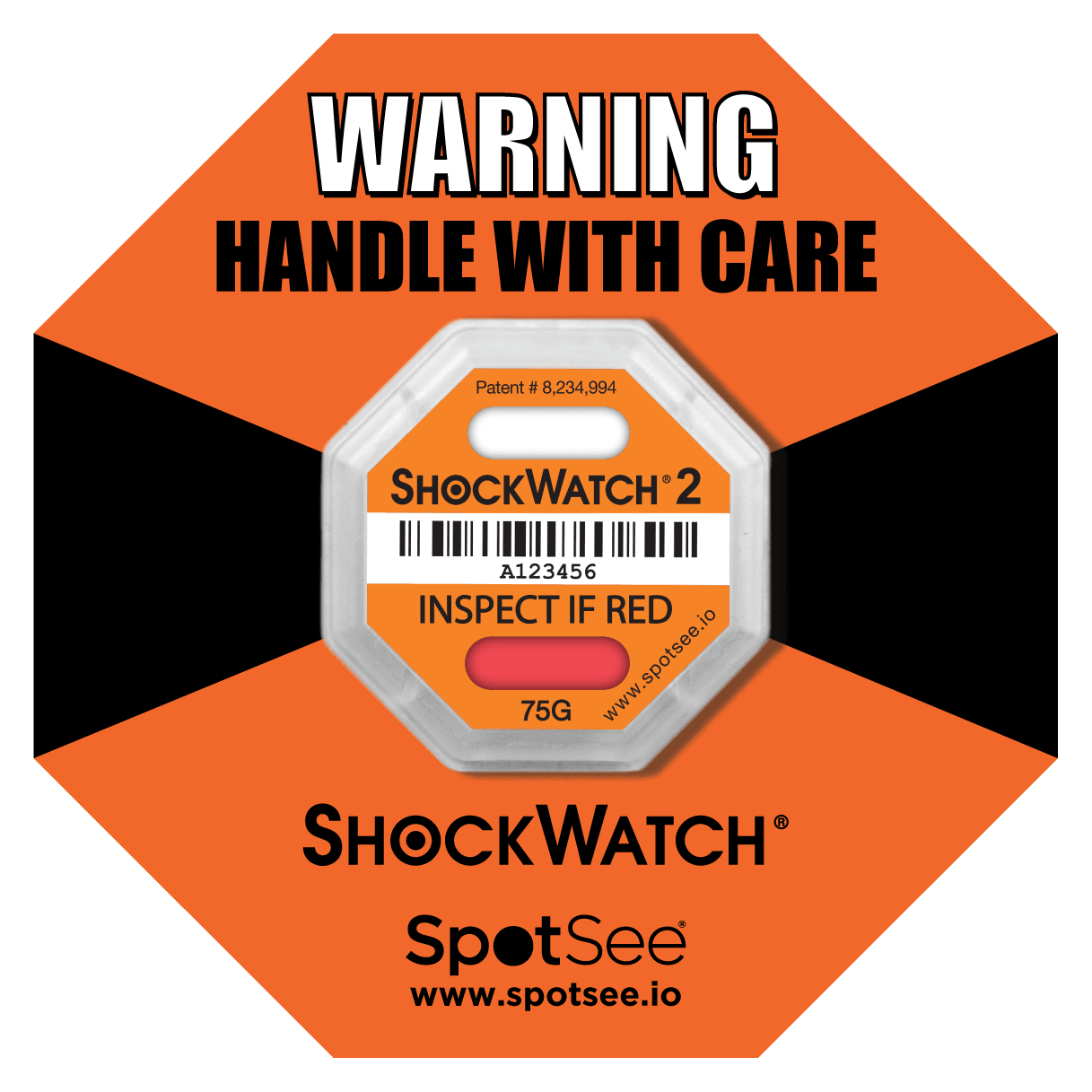 ShockWatch 2 - 75G - Serialized, includes framing label