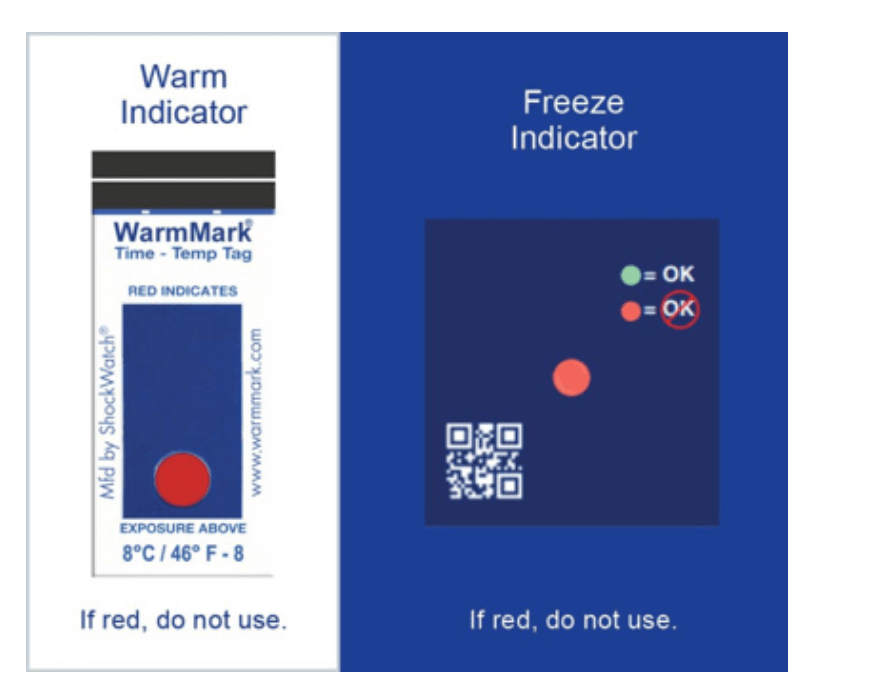 Cold Chain Complete 2-8C/36-46F — WarmMark e Freeze Indicator