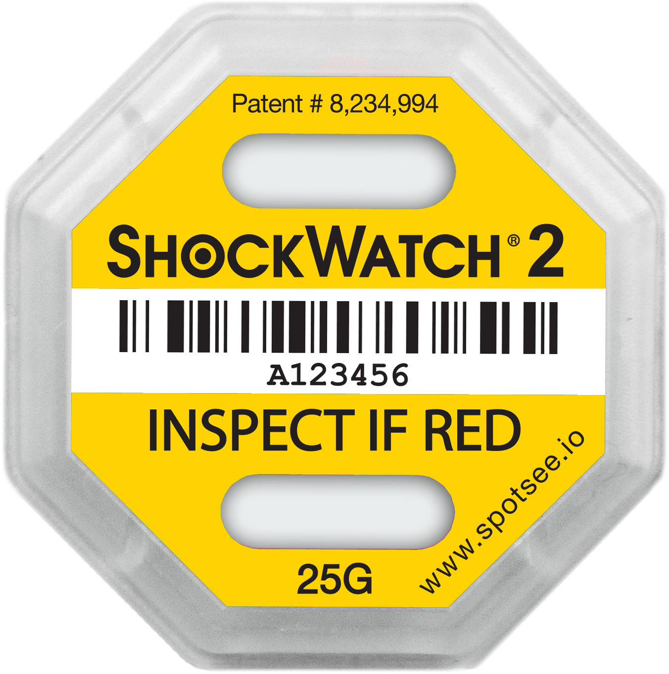 ShockWatch 2 - 25G - Serialized, includes framing label